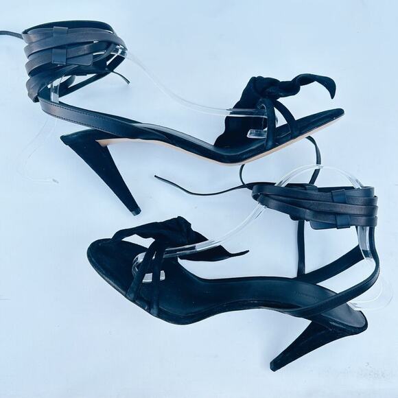 New Isabel Marant Akynn Suede Black Velvet Bow Heels Pumps 41 Leather Box 11 - Picture 8 of 16